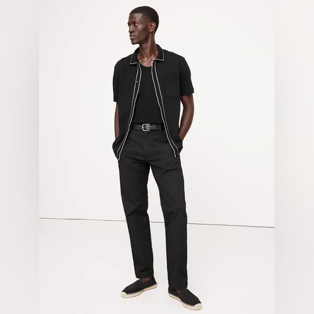 Banana Republic Men's  LUXURY-TOUCH POLO  Black,Medium